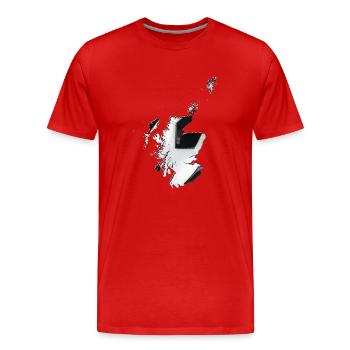 La carte de l’Écosse encadre le vrai football - T-shirt bio Premium Homme - rouge - Devant - Damien (186cm)