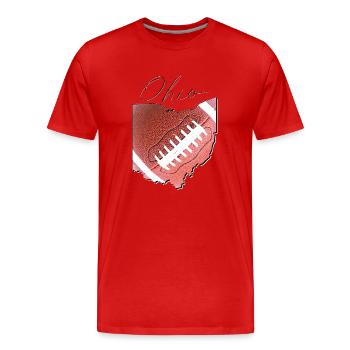 Ohio (United States) | real football | Map Script - Men's Premium Organic T-Shirt - red - Front - Damien (186cm)