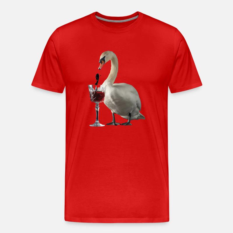Schwan Wein - Männer Premium Bio T-Shirt - Rot