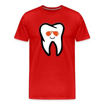 Tooth Sunglasses - Men's Premium Organic T-Shirt - red - Front - Damien (186cm)