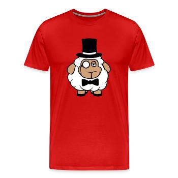 Sheep Mr. Gentleman Top Hat Monocle Glasses - Men's Premium Organic T-Shirt - red - Front - Damien (186cm)