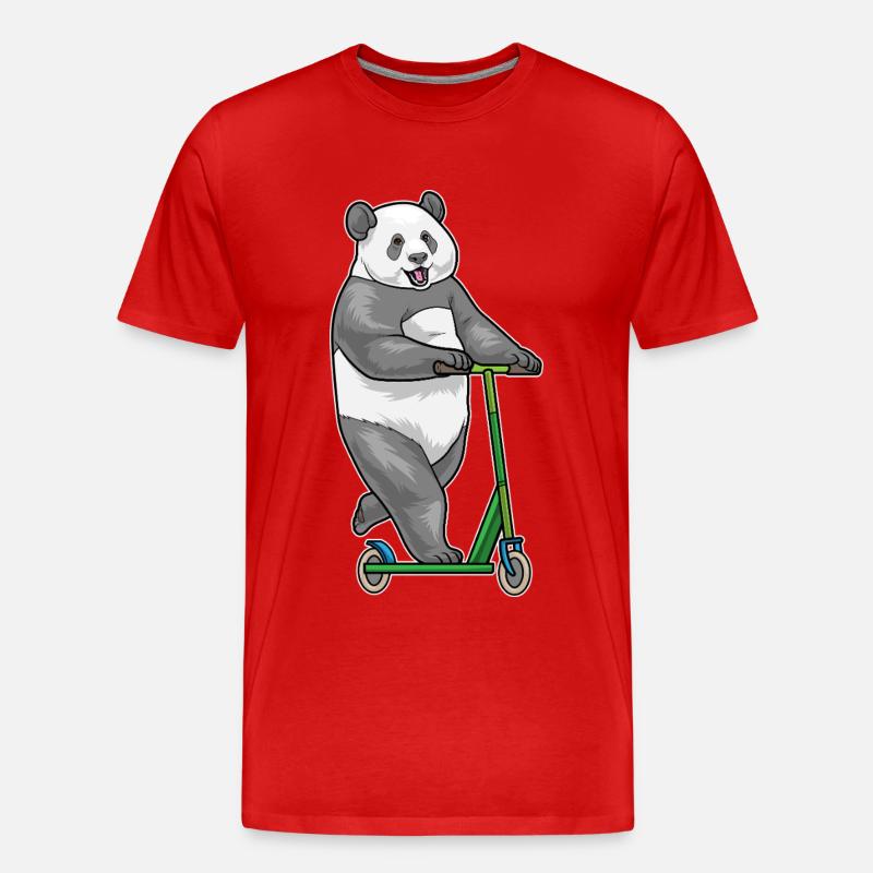 Panda Scooter - Männer Premium Bio T-Shirt - Rot
