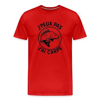 Ich kann nicht, ich habe Karpfen - Männer Premium Bio T-Shirt - Rot - Vorne - Damien (186cm)