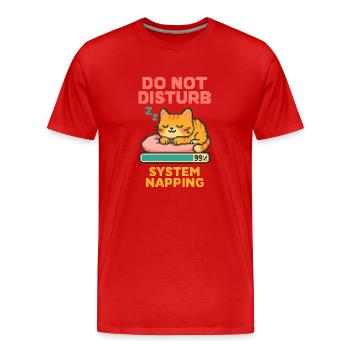 Cat Nap - Nicht stören – System schläft - Männer Premium Bio T-Shirt - Rot - Vorne - Damien (186cm)