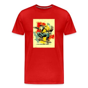 Cool monkey on skateboard - modern, stylish - Men's Premium Organic T-Shirt - red - Front - Damien (186cm)