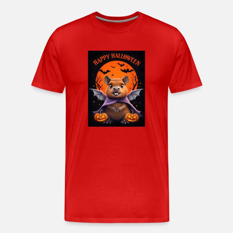 Halloween Capybara Geist Geschenkidee - Männer Premium Bio T-Shirt - Rot