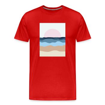 Sonnenuntergang über dem Ozean - Männer Premium Bio T-Shirt - Rot - Vorne - Damien (186cm)