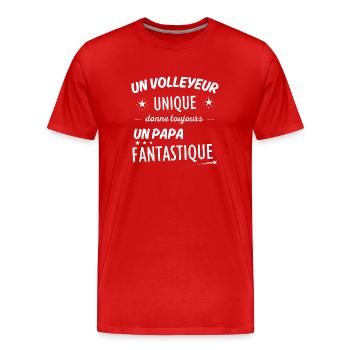 Un volleyeur unique donne un papa fanstastique - T-shirt bio Premium Homme - rouge - Devant - Damien (186cm)