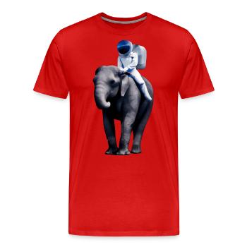 Astronaut on elephant adventure - Men's Premium Organic T-Shirt - red - Front - Damien (186cm)
