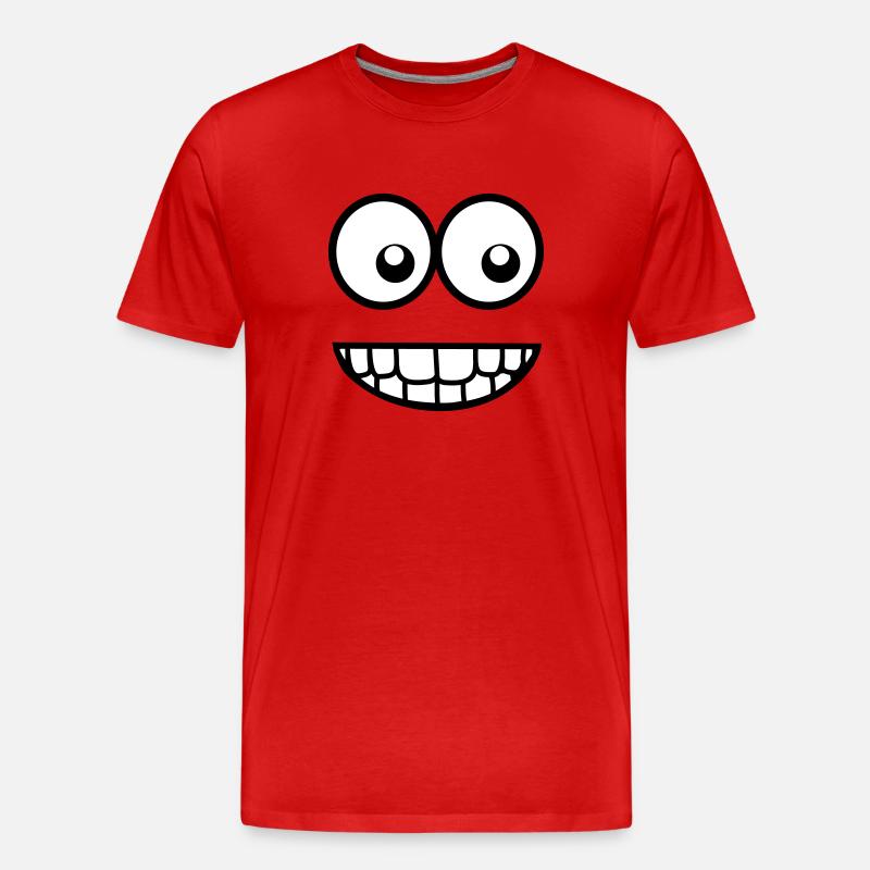 Lustiges Comic Gesicht (Witzig) / Smiley - Männer Premium Bio T-Shirt - Rot