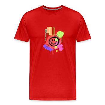 YOLO T-Shirt – Lebe den Moment! - Männer Premium Bio T-Shirt - Rot - Vorne - Damien (186cm)
