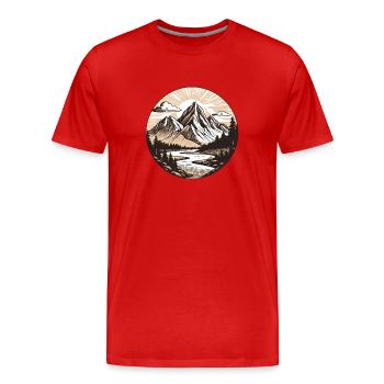 Badge de paysage de montagne - T-shirt bio Premium Homme - rouge - Devant - Damien (186cm)