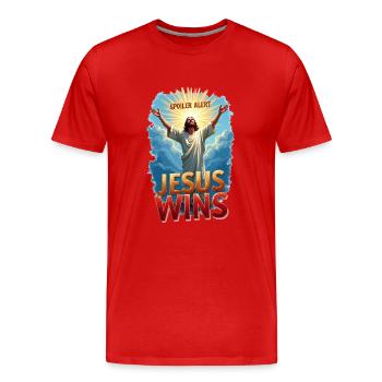 Spoiler Alert : Jésus gagne - T-shirt bio Premium Homme - rouge - Devant - Damien (186cm)