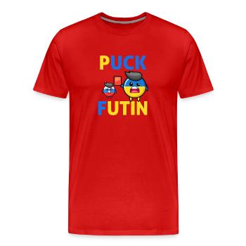 Puck Futin Ich unterstütze die Ukraine - Männer Premium Bio T-Shirt - Rot - Vorne - Damien (186cm)