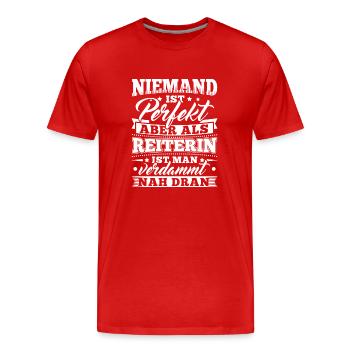 Lustiges Reiten Reiter Reit Shirt - Männer Premium Bio T-Shirt - Rot - Vorne - Damien (186cm)