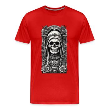 Gothic Elegance Skeleton Vintage Monument - T-shirt bio Premium Homme - rouge - Devant - Damien (186cm)