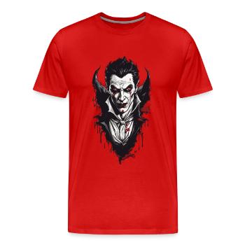 Nostalgic Vampire Retro Horror Aesthetic Design - Men's Premium Organic T-Shirt - red - Front - Damien (186cm)