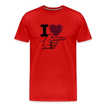 I heart him - T-shirt bio Premium Homme - rouge - Devant - Damien (186cm)