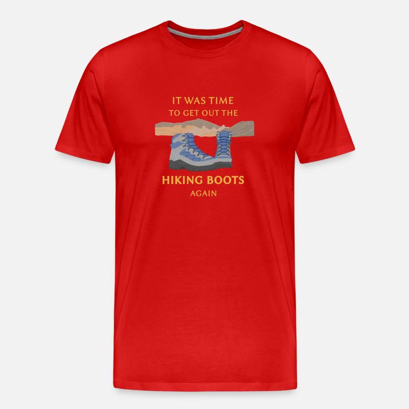 Wanderschuhe, Berglandschaft, Wanderstiefel - Männer Premium Bio T-Shirt - Rot