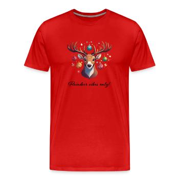 Ambiance renne uniquement, Noël, Renne, Boules de fente - T-shirt bio Premium Homme - rouge - Devant - Damien (186cm)