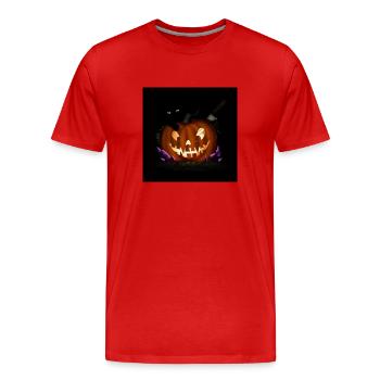 Carved Halloween Pumpkin - Men's Premium Organic T-Shirt - red - Front - Damien (186cm)
