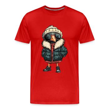 Autruche Cool BD - T-shirt bio Premium Homme - rouge - Devant - Damien (186cm)