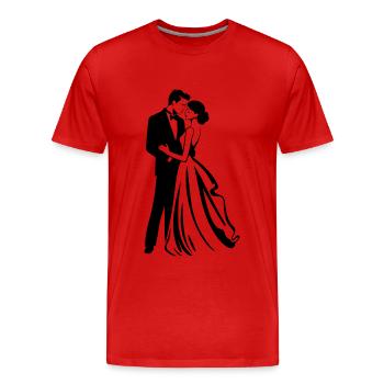 Mariée Marié Jeunes Mariés Mariage - T-shirt bio Premium Homme - rouge - Devant - Damien (186cm)