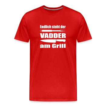 Endlich steht der Papa am Grill - Männer Premium Bio T-Shirt - Rot - Vorne - Damien (186cm)