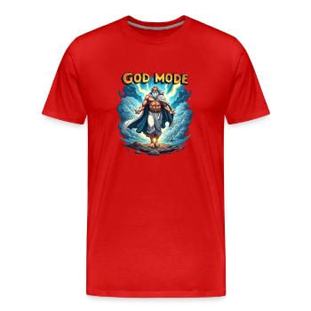 God Mode - Zeus in den Wolken - Männer Premium Bio T-Shirt - Rot - Vorne - Damien (186cm)