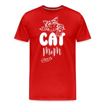 Maman chat - T-shirt bio Premium Homme - rouge - Devant - Damien (186cm)