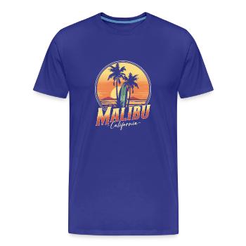 Malibu Kalifornien - Männer Premium Bio T-Shirt - Königsblau - Vorne - Damien (186cm)