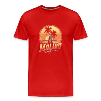 Malibu Kalifornien - Männer Premium Bio T-Shirt - Rot - Vorne - Damien (186cm)