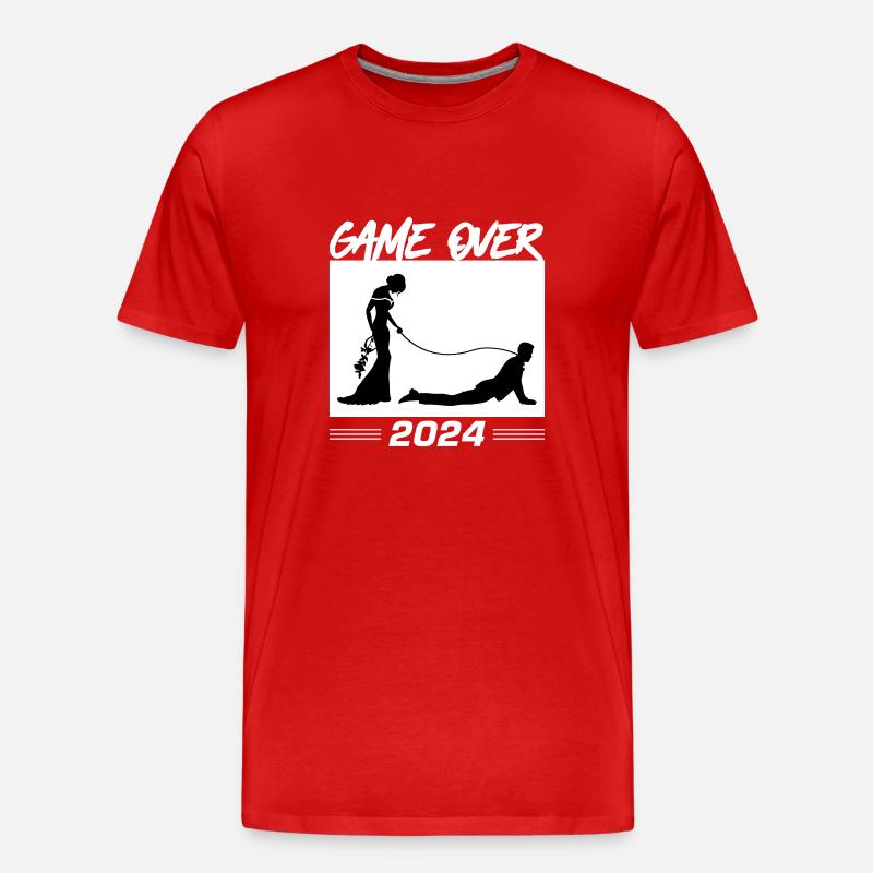 Game Over 2024 Hochzeit - Männer Premium Bio T-Shirt - Rot