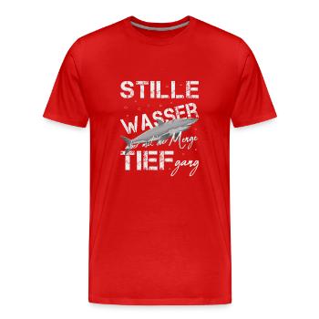 stille wasser sind tief hai weiß Hai Hai Shirt - Männer Premium Bio T-Shirt - Rot - Vorne - Damien (186cm)
