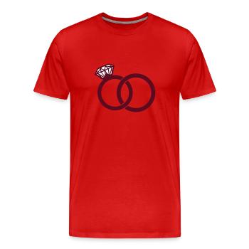 eheringe - wedding rings - wedding band - T-shirt bio Premium Homme - rouge - Devant - Damien (186cm)
