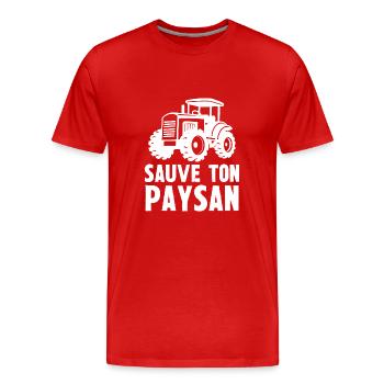 sauve ton paysan - T-shirt bio Premium Homme - rouge - Devant - Damien (186cm)