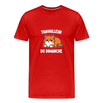 travailleur du dimanche - T-shirt bio Premium Homme - rouge - Devant - Damien (186cm)