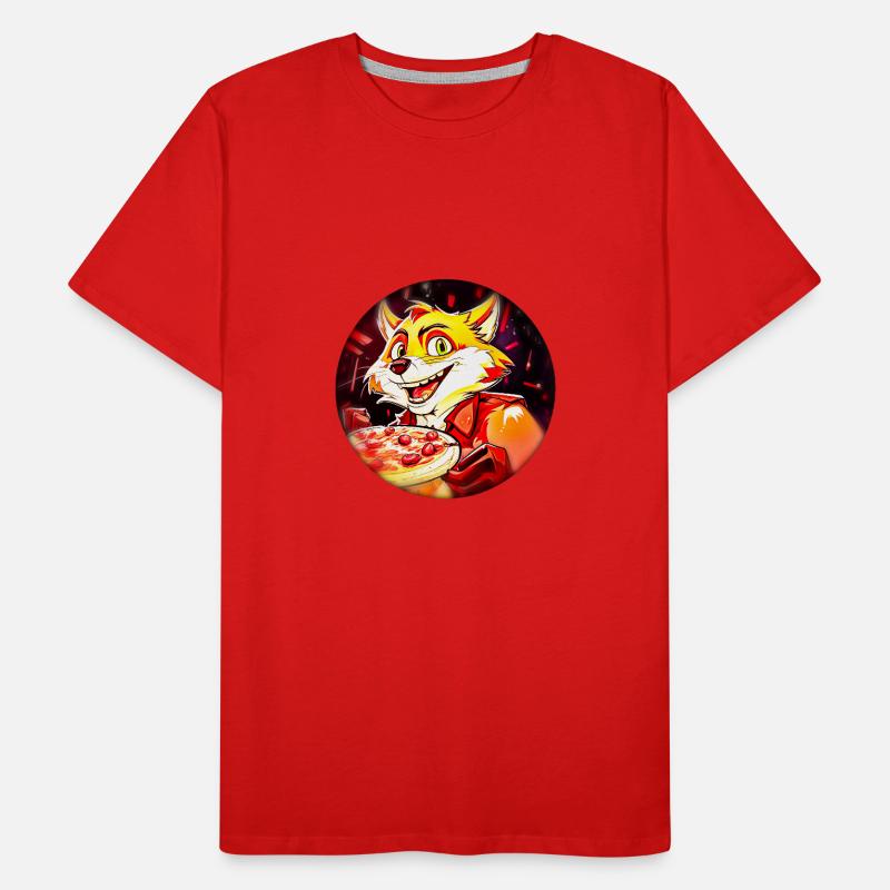 Fuchs mit Pizza Männer Premium Bio T-Shirt