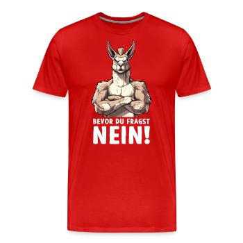 Alpaca Llama Andes South America Before you ask No - Men's Premium Organic T-Shirt - red - Front - Damien (186cm)