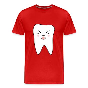 Dent, dents, dentiste - T-shirt bio Premium Homme - rouge - Devant - Damien (186cm)