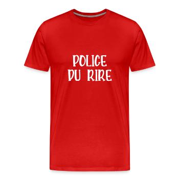 police du rire - T-shirt bio Premium Homme - rouge - Devant - Damien (186cm)