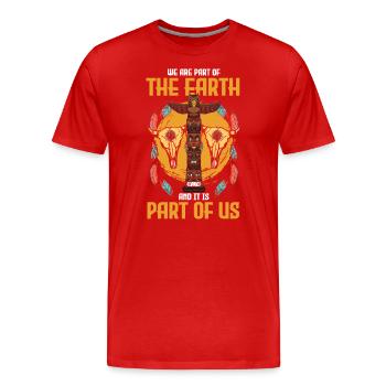 Gardien amérindien Apache - T-shirt bio Premium Homme - rouge - Devant - Damien (186cm)