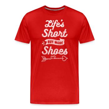 Amateurs de chaussures Femmes Tendance Shopping Addiction - T-shirt bio Premium Homme - rouge - Devant - Damien (186cm)