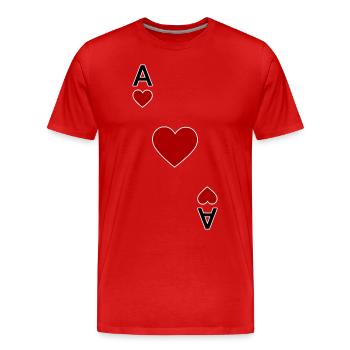 Carte à jouer as de cœur - T-shirt bio Premium Homme - rouge - Devant - Damien (186cm)