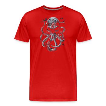 Grim Horror Kraken - Men's Premium Organic T-Shirt - red - Front - Damien (186cm)