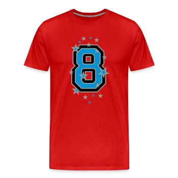 Le chiffre huit, et les étoiles - T-shirt bio Premium Homme - rouge - Devant - Damien (186cm)