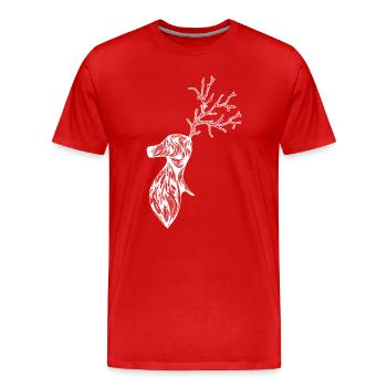 Hirsch - Männer Premium Bio T-Shirt - Rot - Vorne - Damien (186cm)