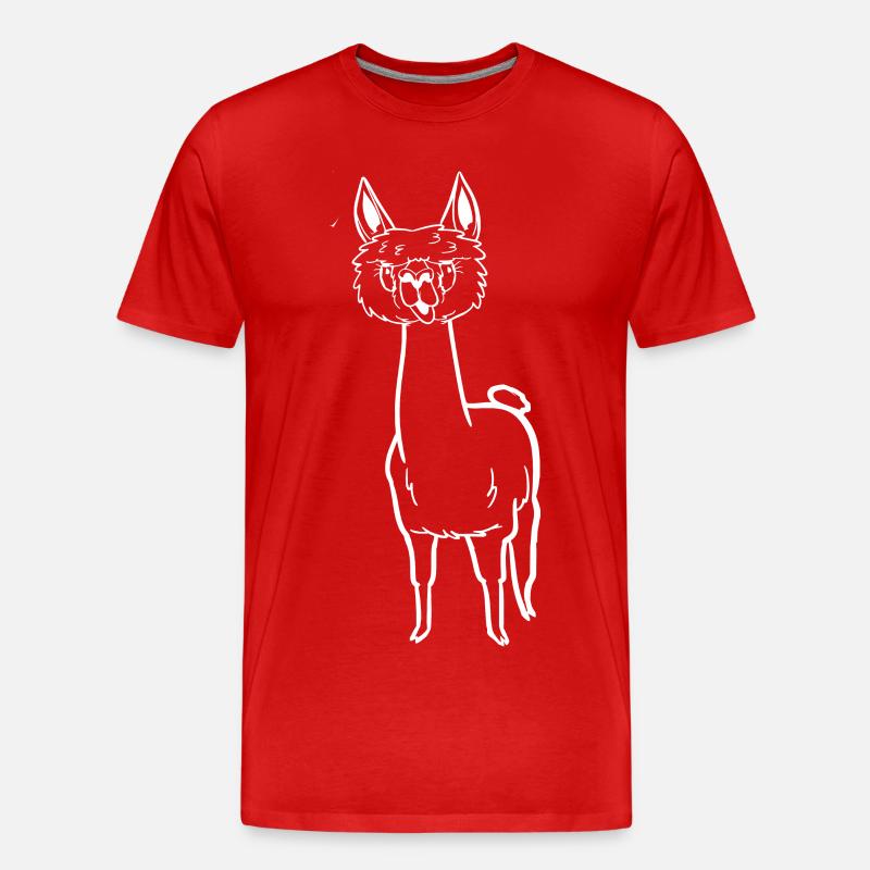 Witziges Comic-Alpaka - Männer Premium Bio T-Shirt - Rot