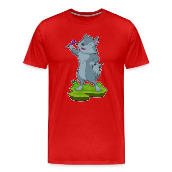 Wolf Dart Dartpfeil - Männer Premium Bio T-Shirt - Rot - Vorne - Damien (186cm)