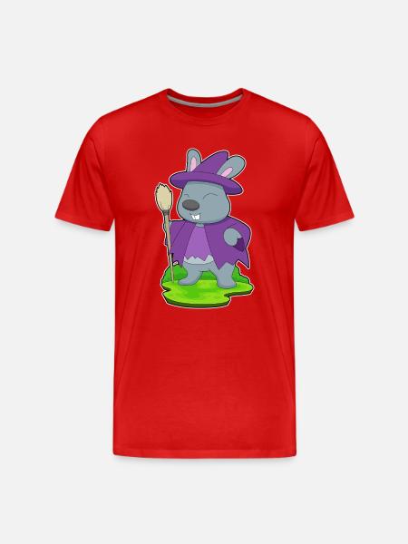 Bunny Witch Broom - Men's Premium Organic T-Shirt - red